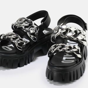 Buffalo London Lion Chain platform sandal vegan, black